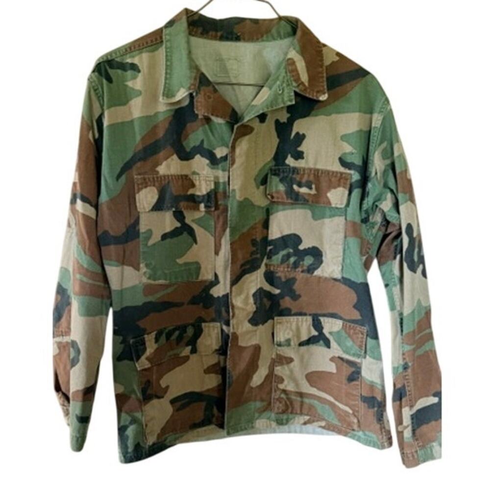 US Military Woodland Camouflage Field Jacket Shirt Medium Regular Vintage 1980s
